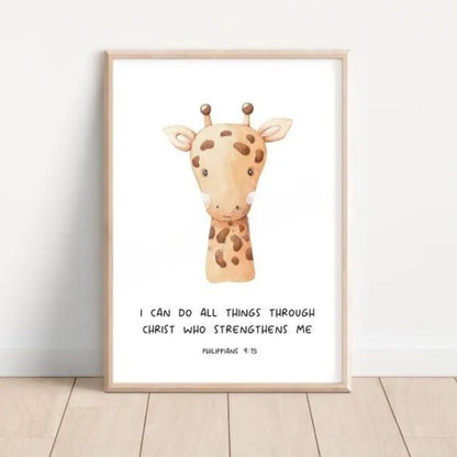 Cute Animals With Bible Verse - Christian Nursery Wall Art