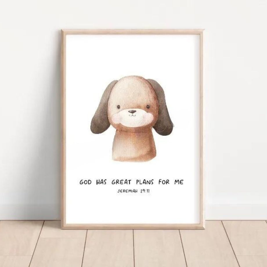 Cute Animals With Bible Verse - Christian Nursery Wall Art