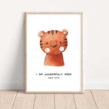 Cute Animals With Bible Verse - Christian Nursery Wall Art