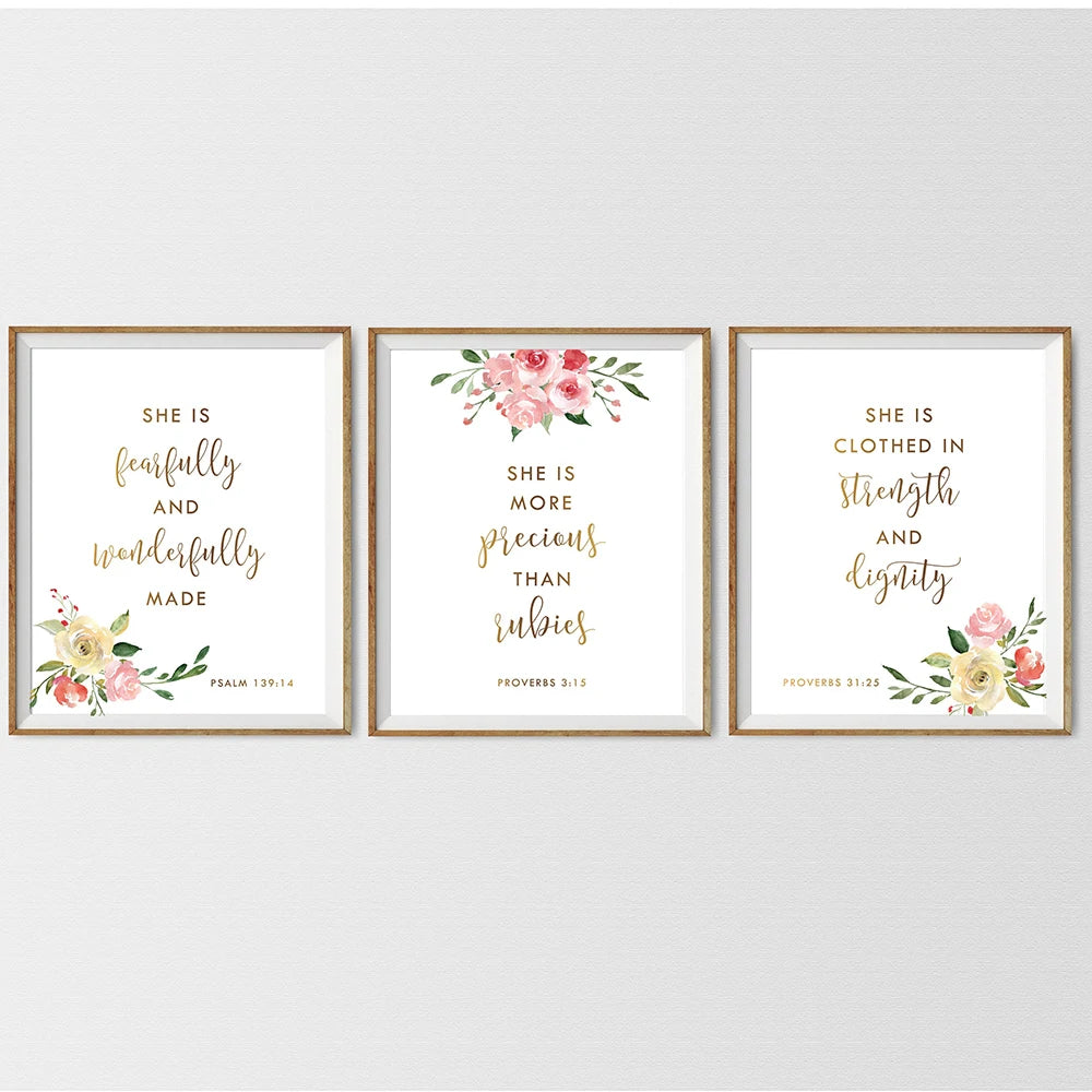 Foral Bible Verse - Christian Nursery Wall Art