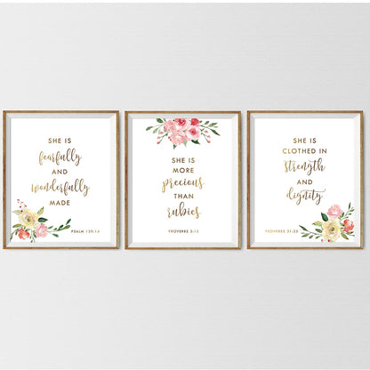 Foral Bible Verse - Christian Nursery Wall Art