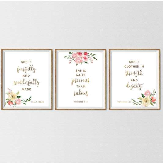 Foral Bible Verse - Christian Nursery Wall Art