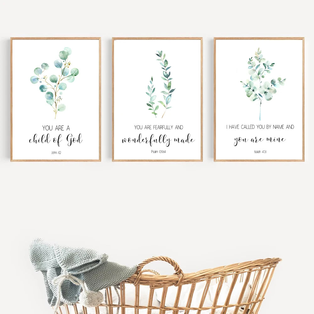 Trees Bible Verse Posters - Christian Nursery Wall Art