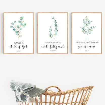 Trees Bible Verse Posters - Christian Nursery Wall Art