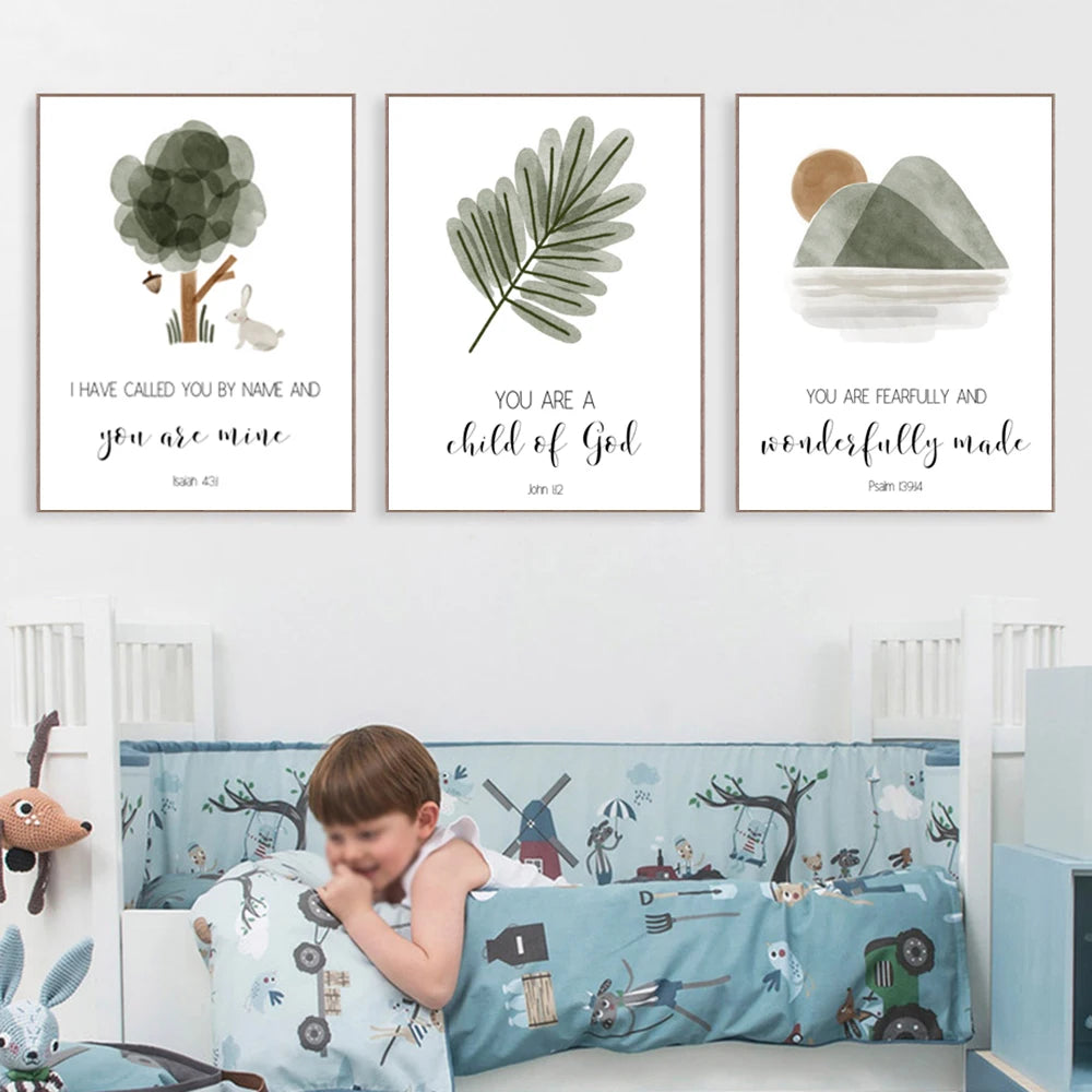 Trees Bible Verse Posters - Christian Nursery Wall Art