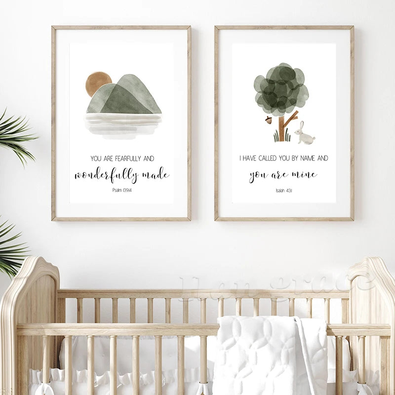 Trees Bible Verse Posters - Christian Nursery Wall Art