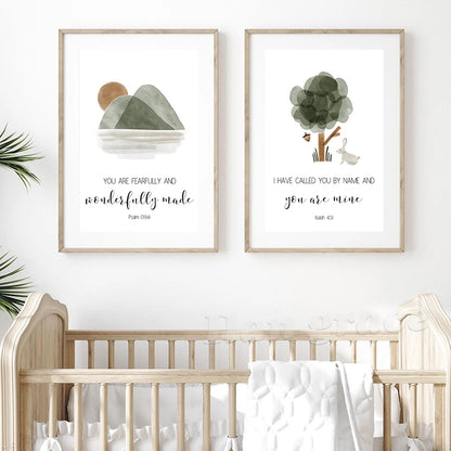 Trees Bible Verse Posters - Christian Nursery Wall Art