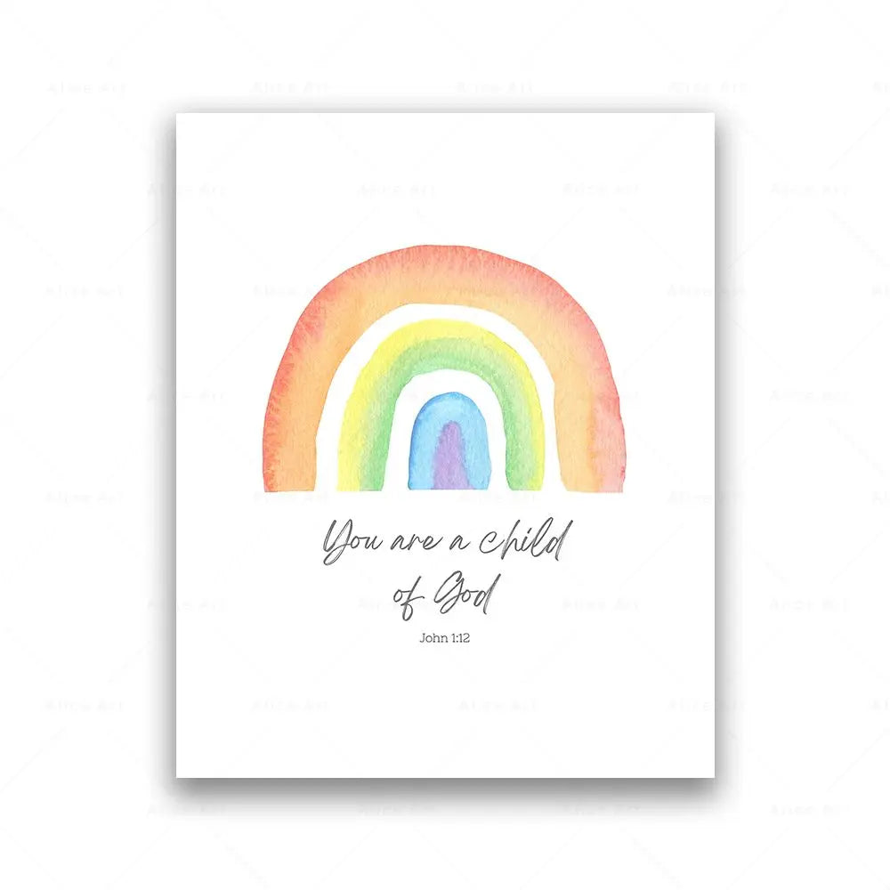 Sun, Rainbow and Heart - Christian Nursery Wall Art